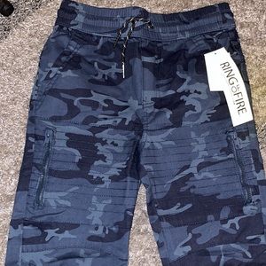 👖🏈 BOYS RING OF FIRE 🔥 CAMOUFLAGE-BLUE MIX PANTS